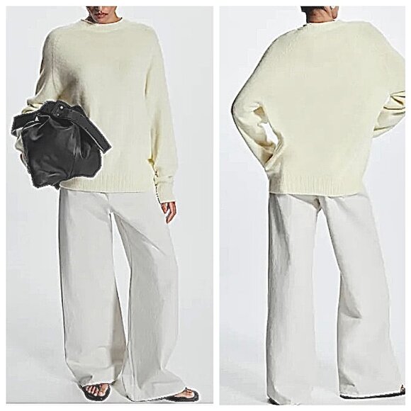 COS Relaxed Fit 100% Cashmere Crewneck Sweater in Cream Size XS - Picture 1 of 12